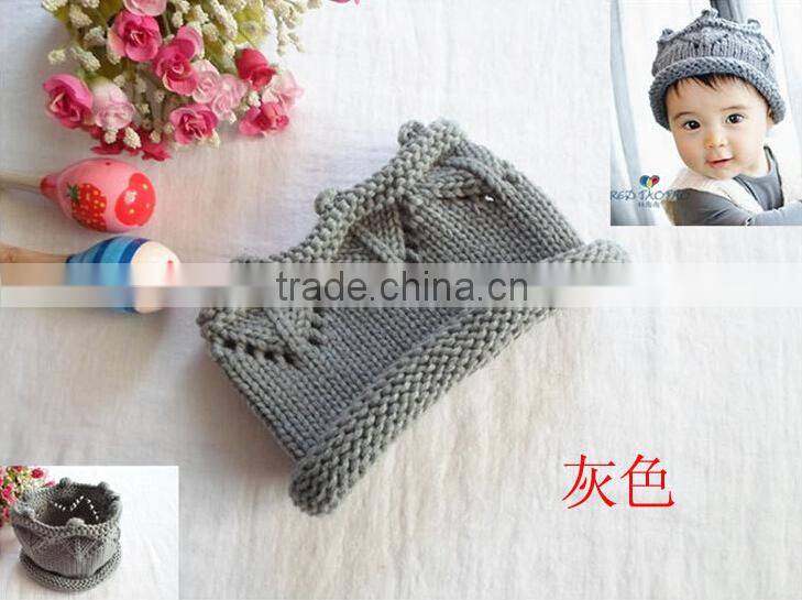 Fashion Cute Baby Kids Acrylic Handmade Hat Crochet Princess Crown Headband