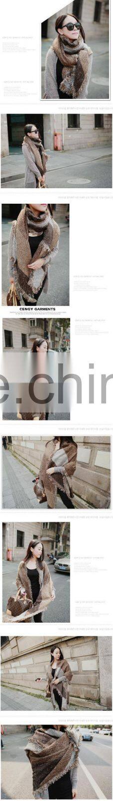 High Quality Star Favourite Warm Thick Winter Wool Scarf Lady Fashion Pashmina Shawl