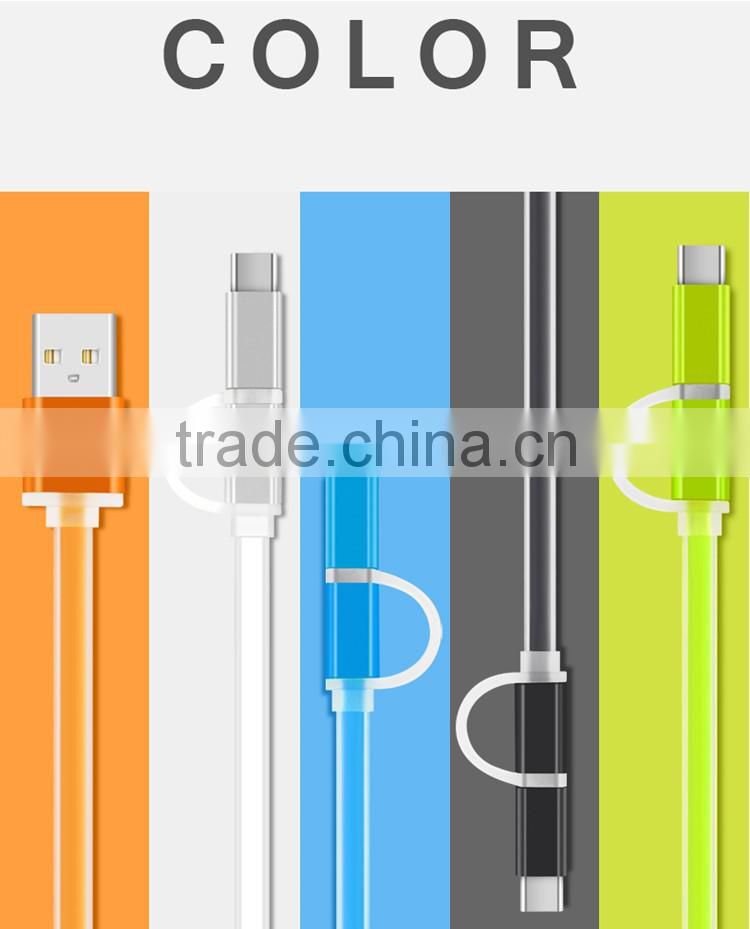 Copper Core 2-in-1 Micro USB and USB C Leather Cable