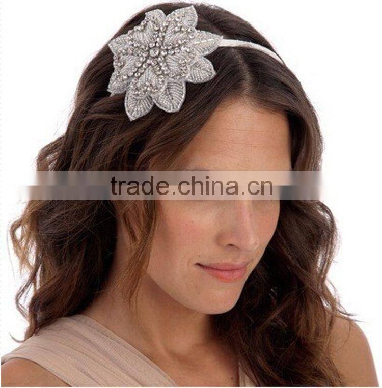 Bridal Hair Accessories, Vintage Inspired Rhinestone Crystal Bridal Headband Wedding Flower Tiara Headpiece
