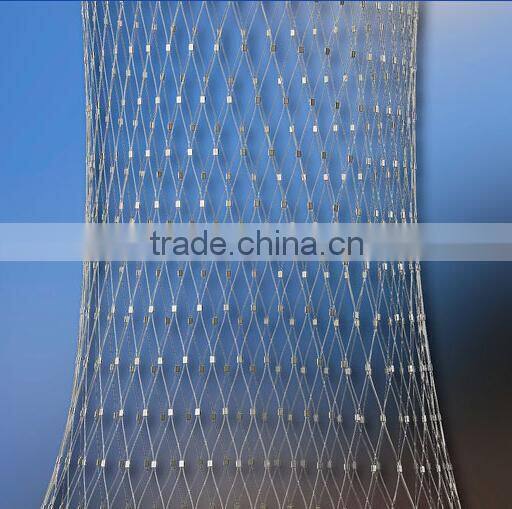 2mmx60mm X-tend flexible stainless steel wire mesh webnet railing stays with perimeter rope