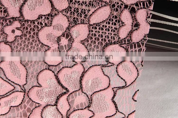 wholeale cheap high quality pink cord lace fabric top quality for sale