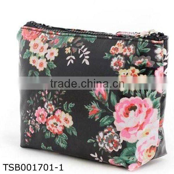 promotional canvas travel cosmetic organizer bag with PVC backing