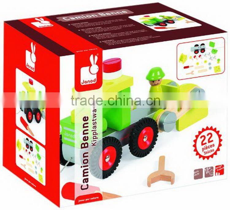 new item wooden tractor toy OEM creative wooden tractor kids combination toys EZ5104
