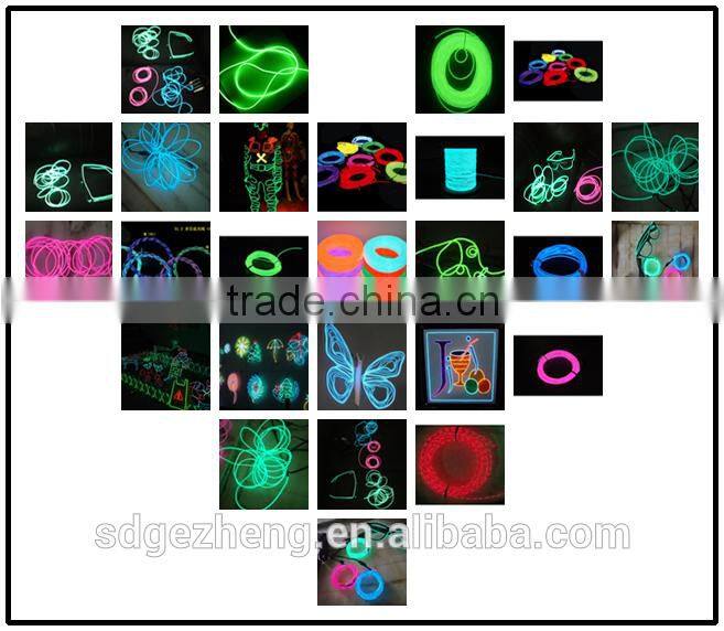 1.3mm 2.3 3.2 4.3 5.0mm el fluorescent wire with chasing light ice blue pink red yellow electroluminescent lighting wire