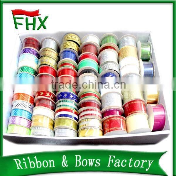 merry christmas wired edge mesh fabric christmas ribbon for christmas trees decorative large size small packing factory price
