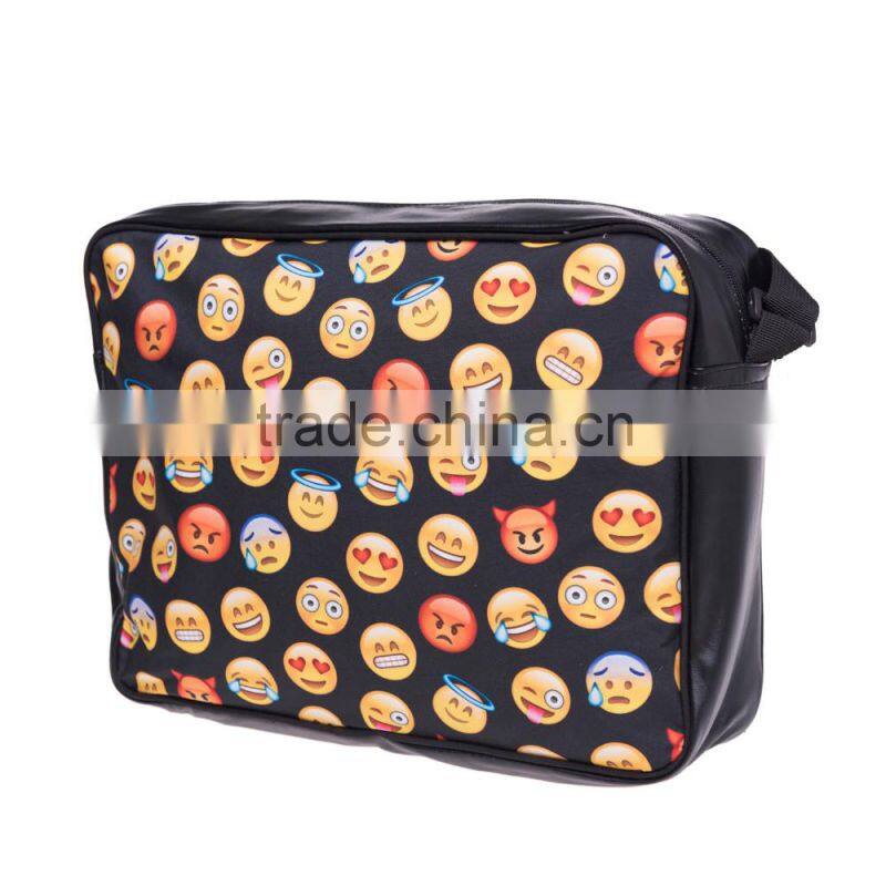 2016 hot fashion 3D emoji printing one side leather courier bags Shoulder bag message bags