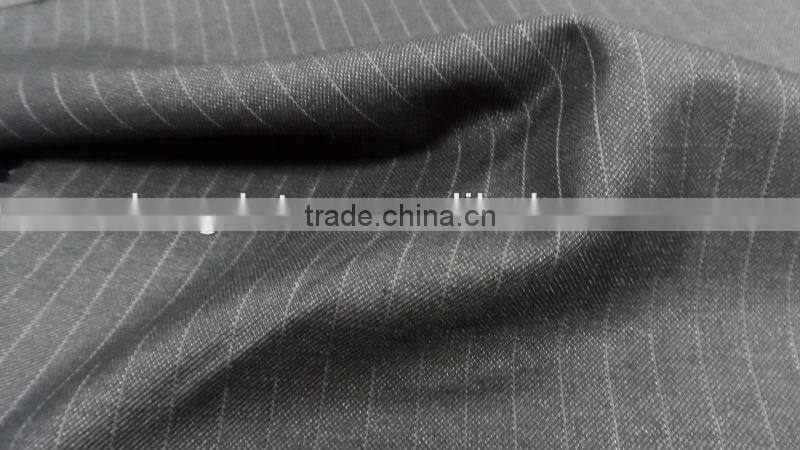 Heighted wool touch Gray stripe fabric