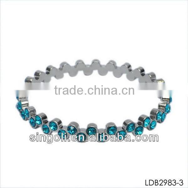Multi layer silver platting gems pave set bangles hot new product for 2014