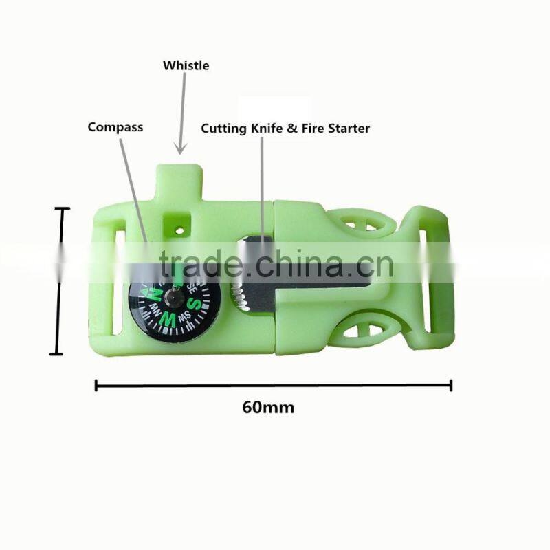 new product 2017 outdoor sports equipment fire starter buckle with scraper bracelet for camping mess kit