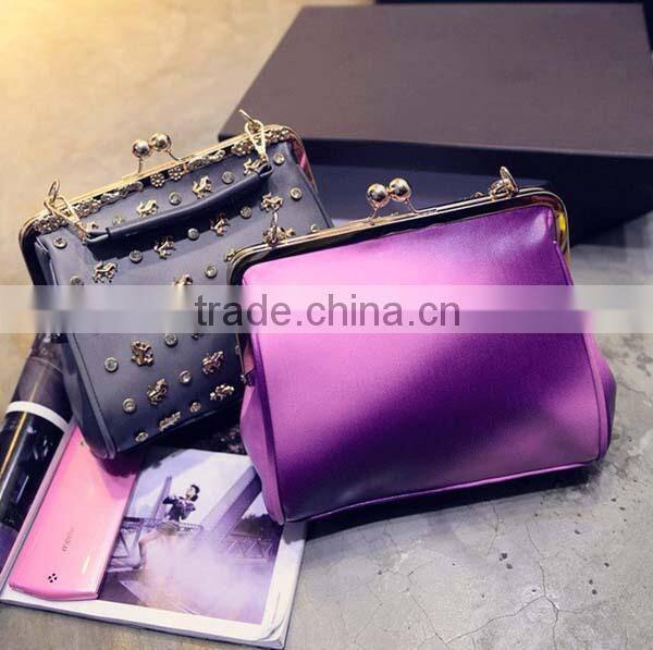 Ladies Gradient color retro PU sling bags with studded rivet