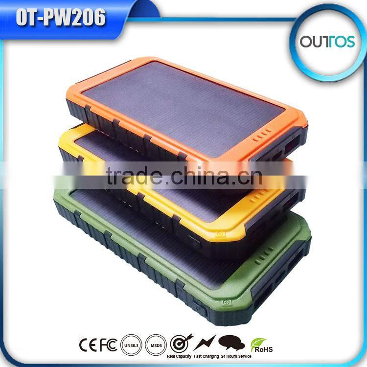 Promotional dual usb solar mobile charger super fast power bank with ce