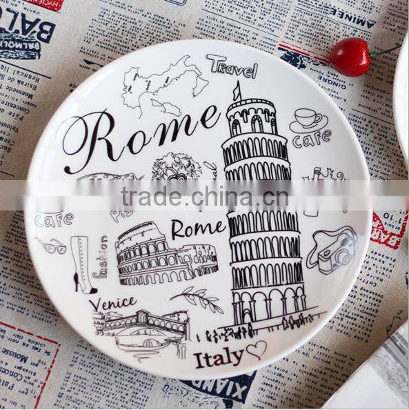 Western Food Tray Impression Wind 8 Inches Of Bone China Tableware yxf001