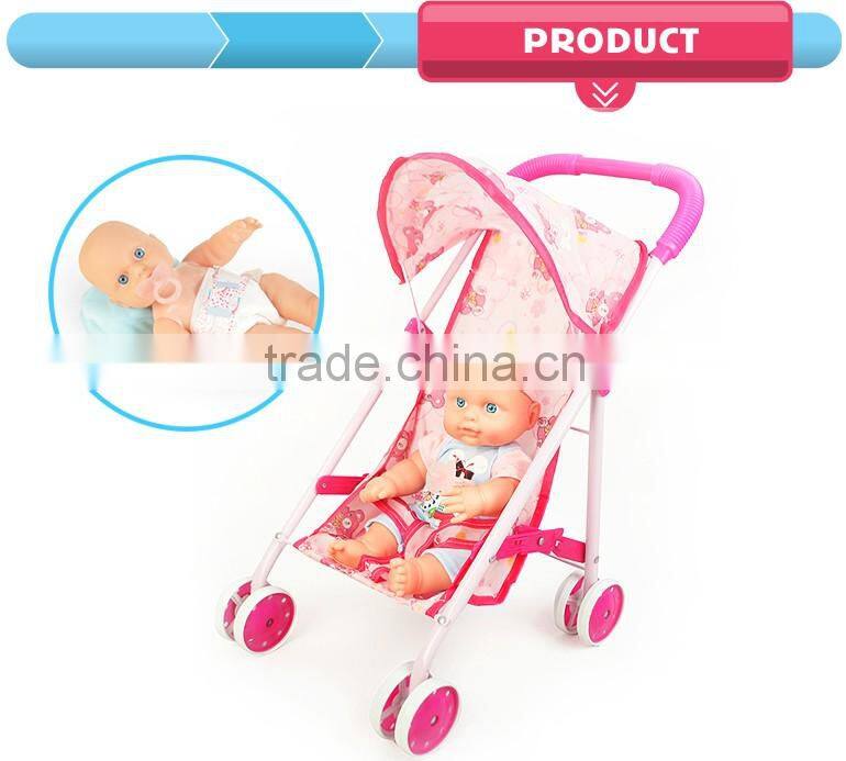 Shantou hot item lovable small baby dolls wholesalers for kids with cart