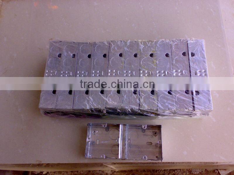 3" 3" 35mm 1.1mm thickness BS4662 electric GI metal switch boxes with knock out adjustive lug brass screw