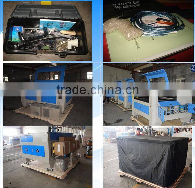 European routes cutting and engraving with 80w co2 laser machine together