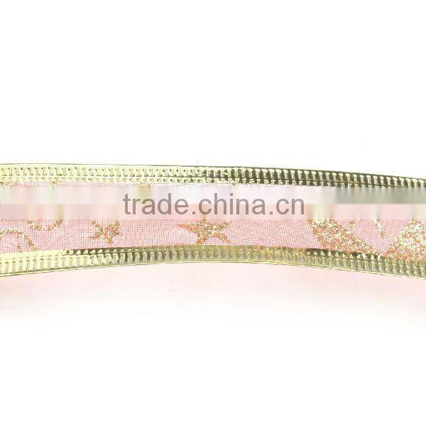 Christmas Organza Wired Ribbon for gift decoration