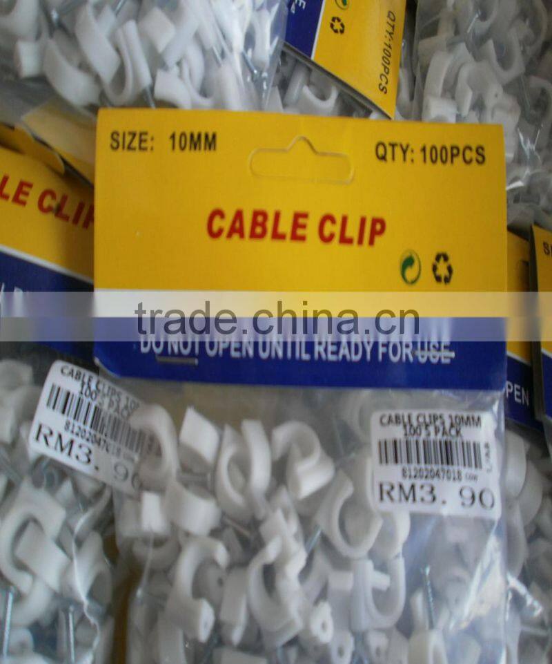 supply nail wire clips/plastic cable clips/nail cable clamps 18mm