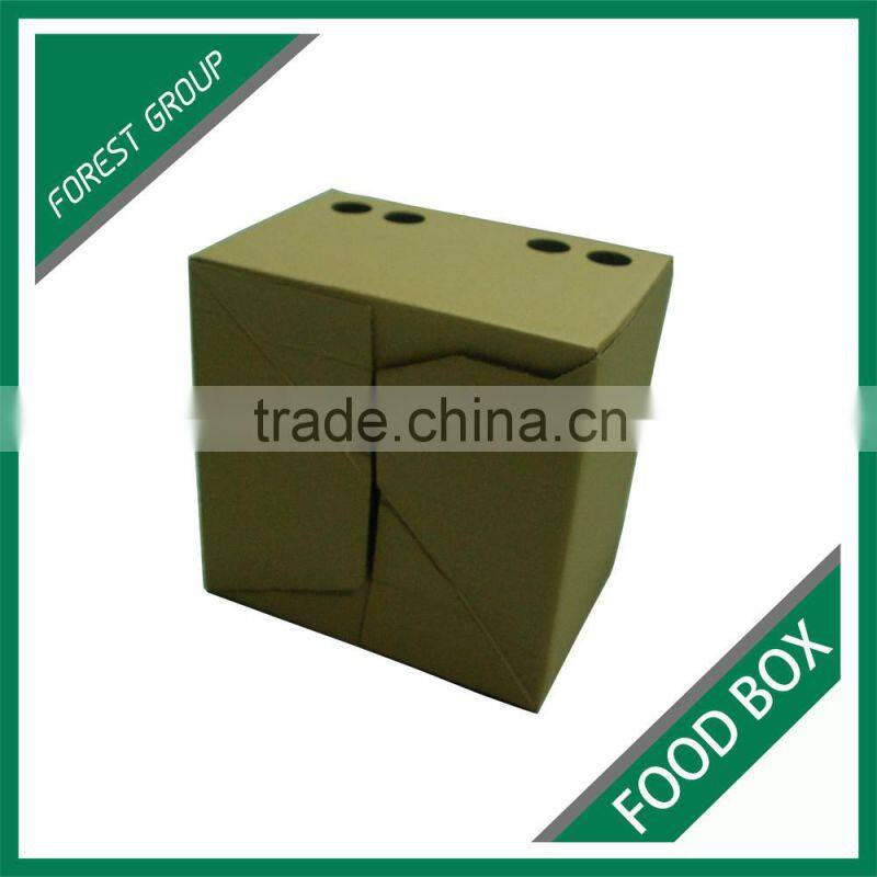 NEW STYLE BROWN PLAIN CORRUGATED FOOD DELIVERY CARTON BOX WITH HANDLES