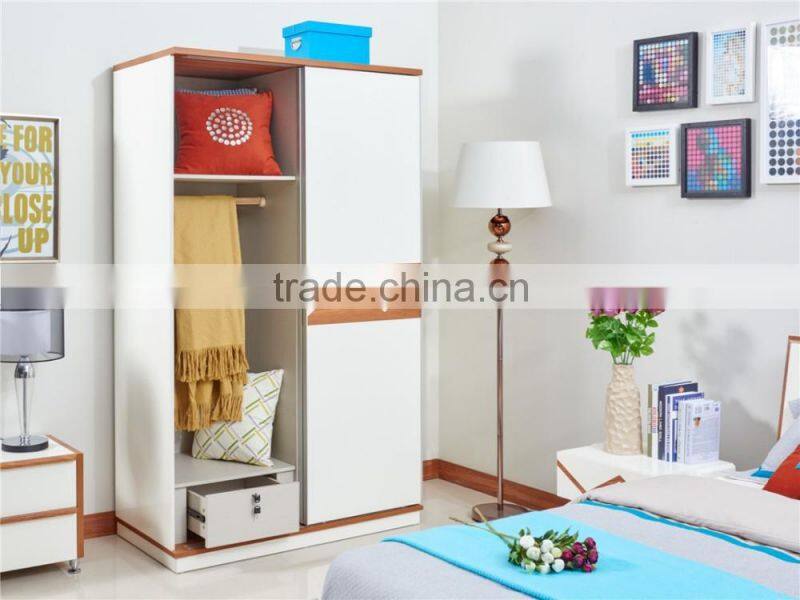 Modern wooden shining white eco friendly Single Bedroom Set Furniture/chilldrenn bedroom furniture set