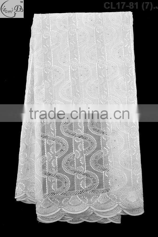 CL17-81 100% cotton guipure swiss voile lace fabric for women dress on sale on dinner party