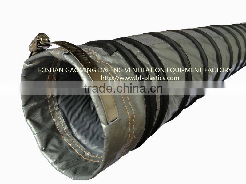 Air conditioning duct reducer with hose clamps ends