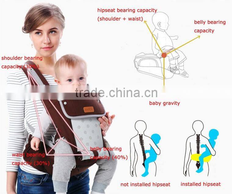BC-05A eco-friendly ring sling baby hand hip seat carrier with front pocket