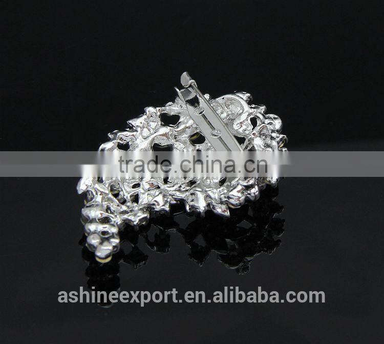 Bridal bright leaf flower rhinestone brooch/handmade rhinestone brooch