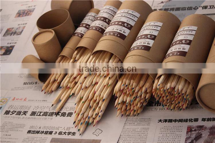 natural wooden color pencil in paper tube/ new products 2014 kids body hexagonal natural wooden color pencil set from china