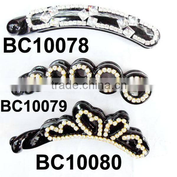 assorted fashion clear rhinestone plastic hair clips in stock
