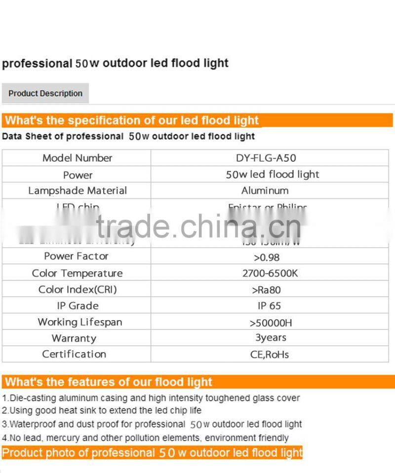 led flood lamp shenzhen outdoor ip65 IP67 led flood light 50w