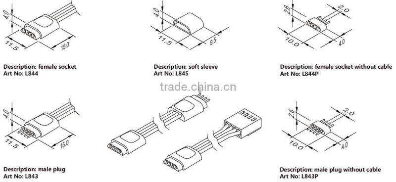 UK STANDARD RGB 5050 LED STRIP LIGHT SOLDERLESS CONNECTORS WITH TAPE CORNER