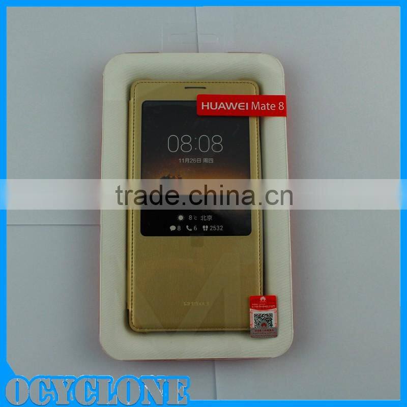 Gold Gray Original Real Leather Ultra Thin Flip Cover fo Huawei Mate 8