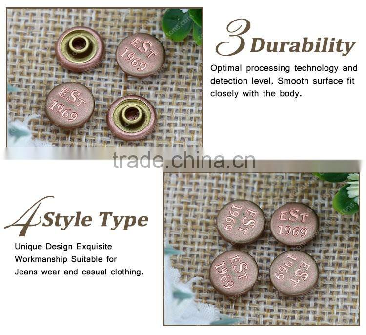 SGS Fashion metal jean rivet with embossed logo rivet stud for shoes