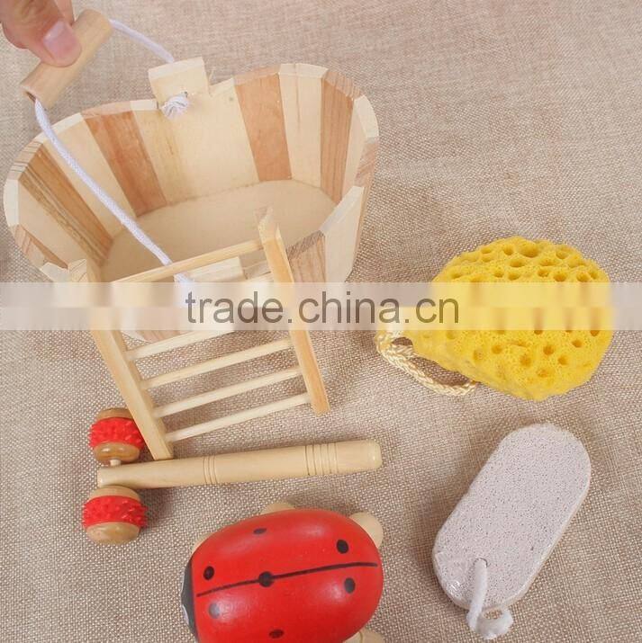 Hot selling natural wooden bath pumice stone and bath brush,bath sponge set