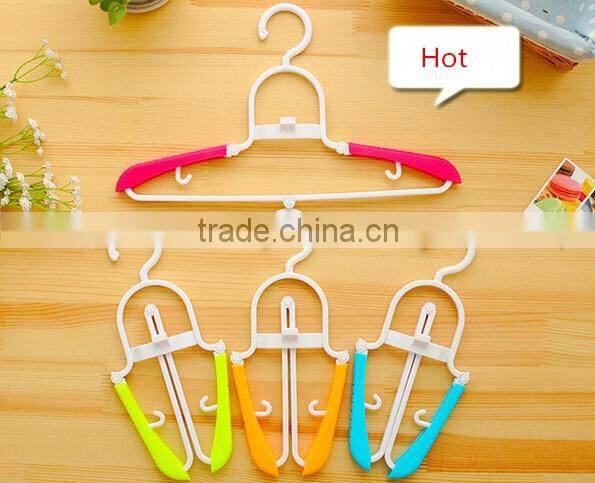 Magic Home Travel Portable Folding Plastic Clothes Hanger Shirt Drying Rack Hook