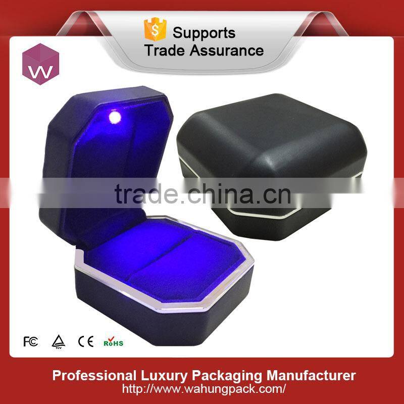 Quality Customized Logo Pu Leather Jewelry Ring Box With Led Light