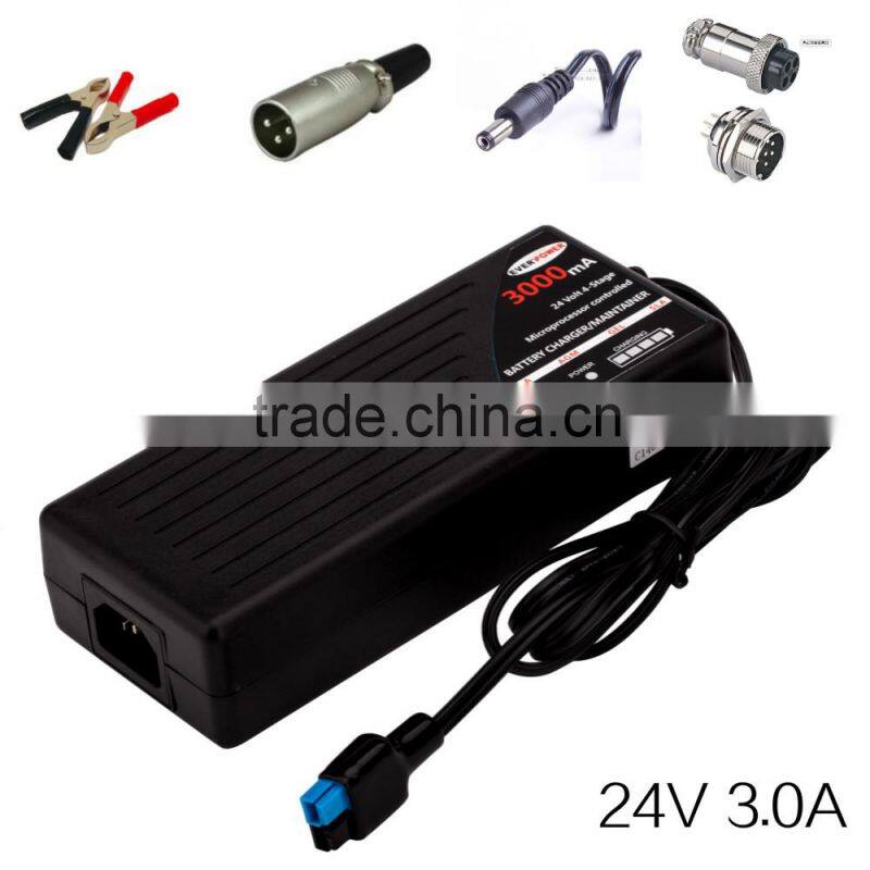 hot sale 24V 3A portable top quality VRLA GEL battery charger with FCC certification