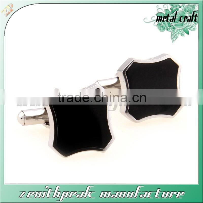 2016 Newest Design Silver Green Enamel Stainless Steel Cufflink For Men
