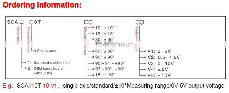 SCA110T Cheap Single axis Analog Tilt Sensor Made In China