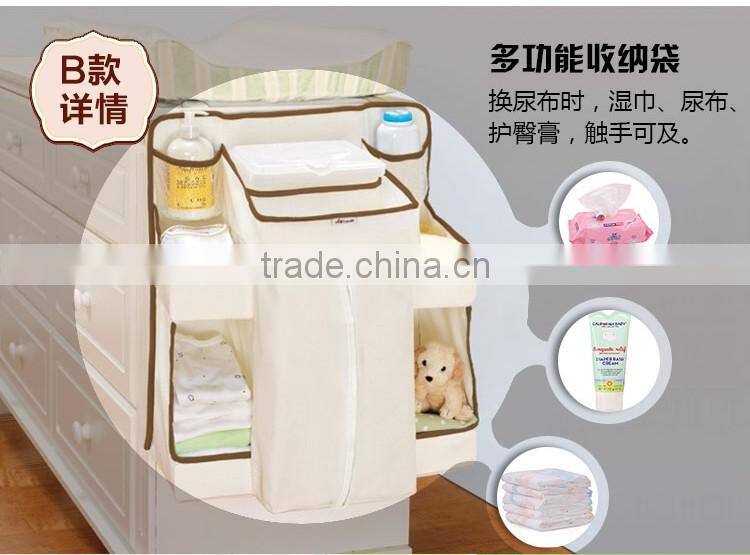 Baby Item Hanging Organizer Bag Baby Crib Side Storage Bag With Compartment