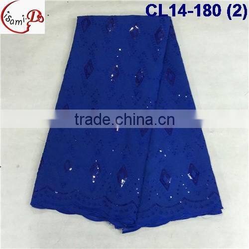 CL14-180(4) 2016 multi-color cotton with sequinse lace hot sales lace African cotton/swiss lace fabric for man and woman