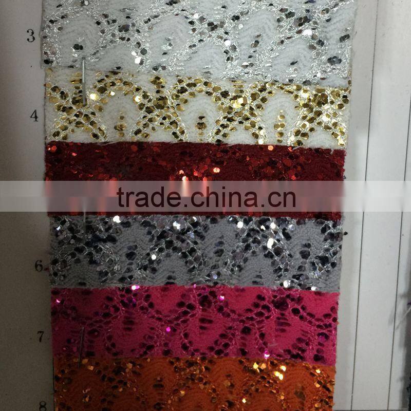 Glitter mesh fabric surface with flower design use for shoes upper