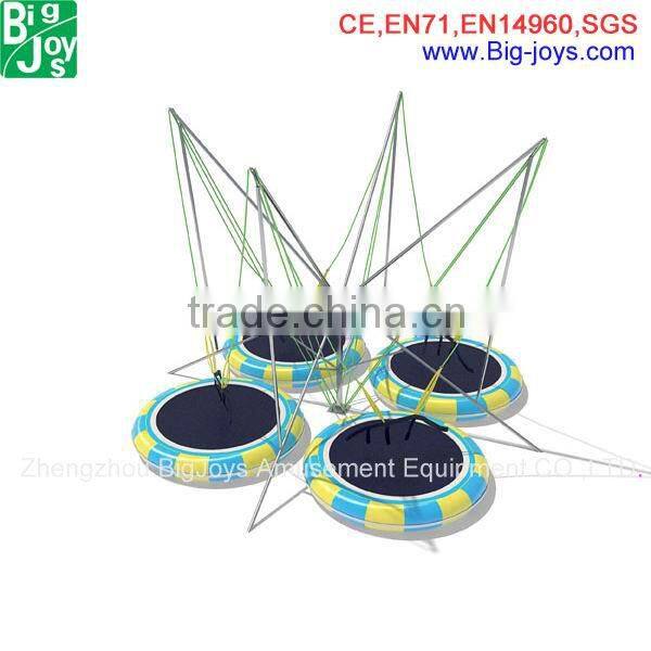4 person bungee jumping trampoline for beach, 10m*10m outdoor bungee jumping trampoline with trailer