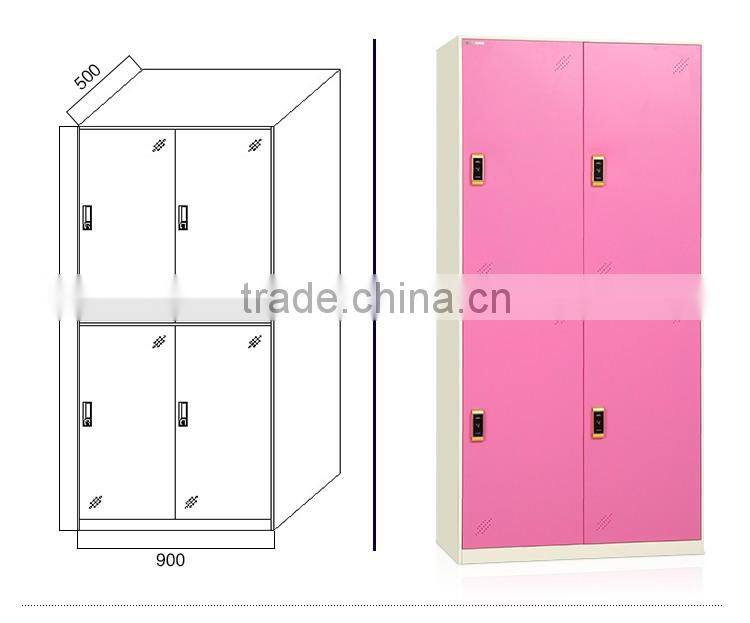4-door employee steel locker stainless metal office locker furniture kd structure clothes locker with electronic lock