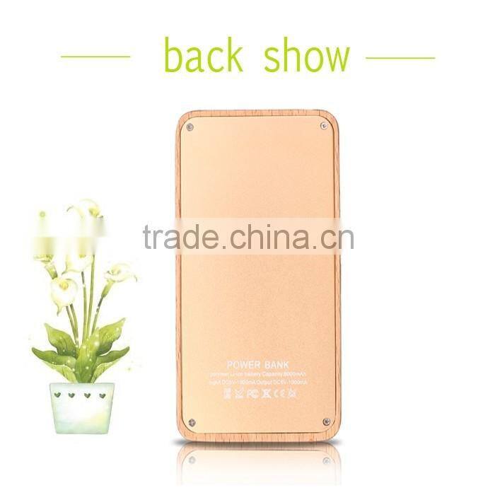 Beautiful mini wood Power Bank 8000mah/ Portable Mobile Power Bank/lipstick usb battery charger