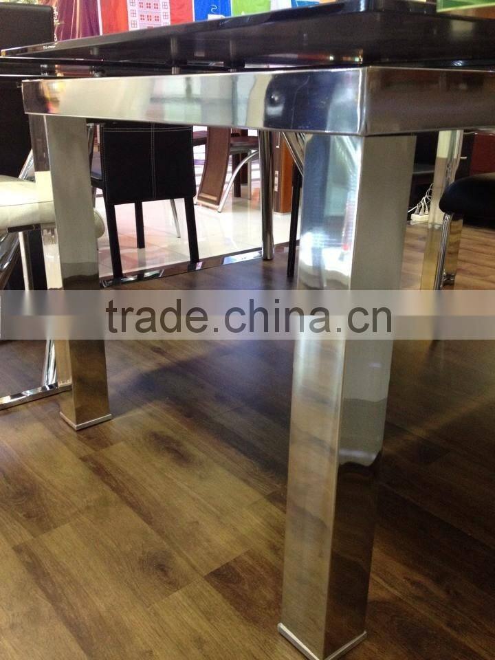 modern stainless steel dining table With Leather Chairs