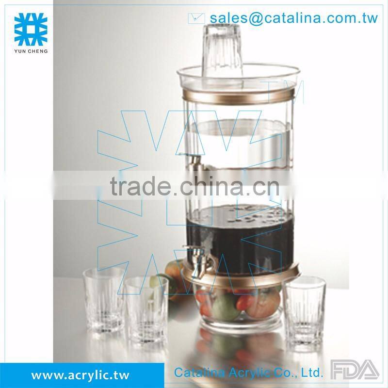Luxury Bar Party Buttet Plastic Juice Beverage 2 Tier Cold Drinking Dispenser