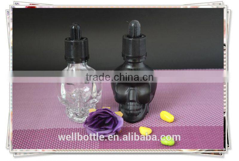 skull shape glass dropper bottle for e-juice