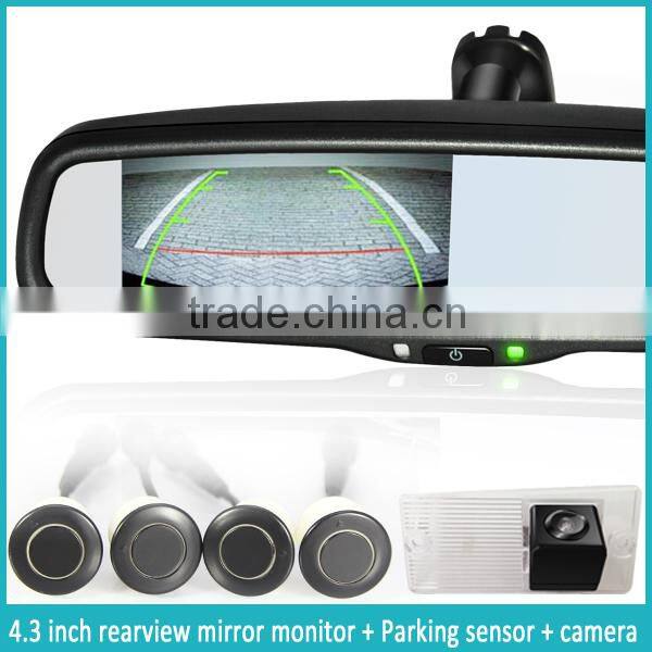 4.3 inch rearview mirror monitor Germid with parking sensor ,reverse camera